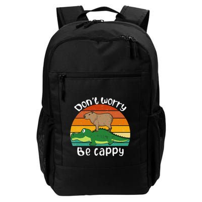 DonT Worry Be Capy Funny Capybara Riding On A Crocodile Daily Commute Backpack