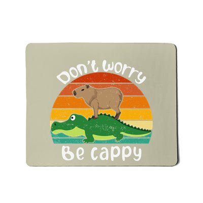 DonT Worry Be Capy Funny Capybara Riding On A Crocodile Mousepad
