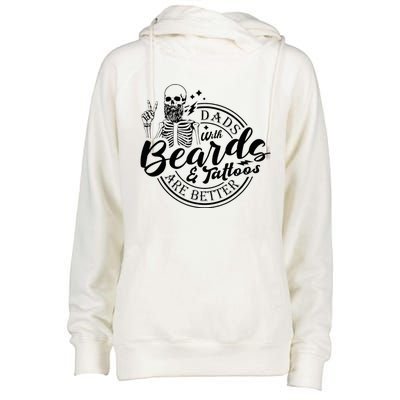 Dads With Beards And Tattoos Skeleton Fun Design Womens Funnel Neck Pullover Hood