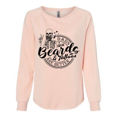 Dads With Beards And Tattoos Skeleton Fun Design Womens California Wash Sweatshirt