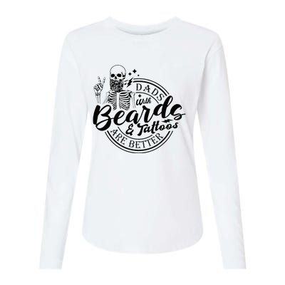 Dads With Beards And Tattoos Skeleton Fun Design Womens Cotton Relaxed Long Sleeve T-Shirt