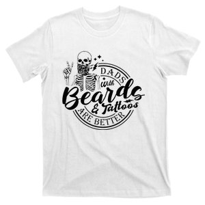 Dads With Beards And Tattoos Skeleton Fun Design T-Shirt