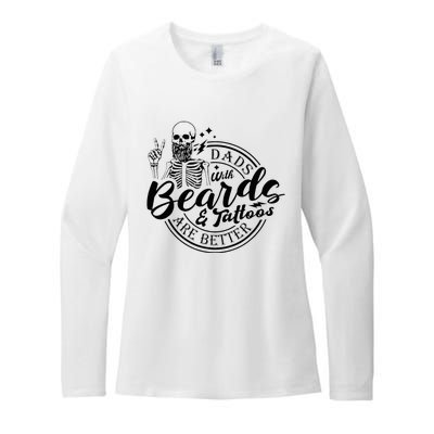 Dads With Beards And Tattoos Skeleton Fun Design Womens CVC Long Sleeve Shirt