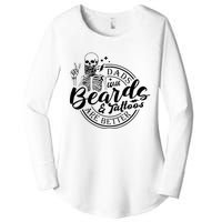 Dads With Beards And Tattoos Skeleton Fun Design Women's Perfect Tri Tunic Long Sleeve Shirt