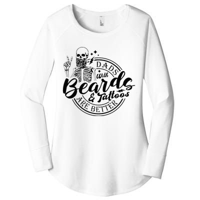 Dads With Beards And Tattoos Skeleton Fun Design Women's Perfect Tri Tunic Long Sleeve Shirt