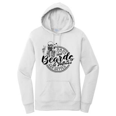 Dads With Beards And Tattoos Skeleton Fun Design Women's Pullover Hoodie