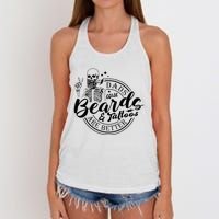 Dads With Beards And Tattoos Skeleton Fun Design Women's Knotted Racerback Tank