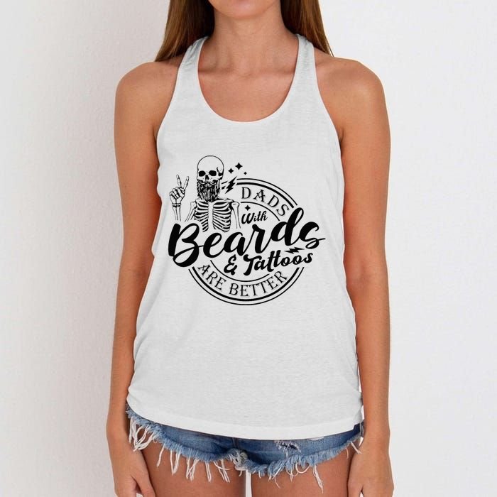 Dads With Beards And Tattoos Skeleton Fun Design Women's Knotted Racerback Tank