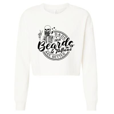 Dads With Beards And Tattoos Skeleton Fun Design Cropped Pullover Crew