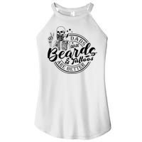 Dads With Beards And Tattoos Skeleton Fun Design Women’s Perfect Tri Rocker Tank