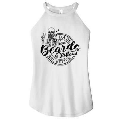 Dads With Beards And Tattoos Skeleton Fun Design Women’s Perfect Tri Rocker Tank