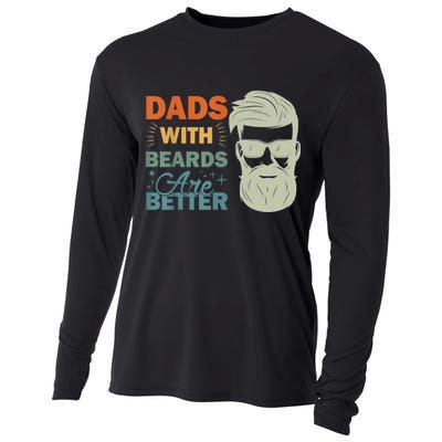 Dads With Beards Are Better Vintage Funny Fathers Day Joke Cooling Performance Long Sleeve Crew