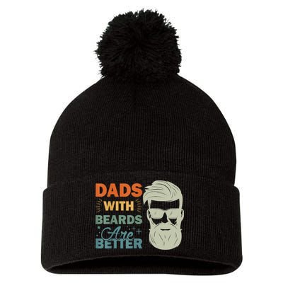 Dads With Beards Are Better Vintage Funny Fathers Day Joke Pom Pom 12in Knit Beanie