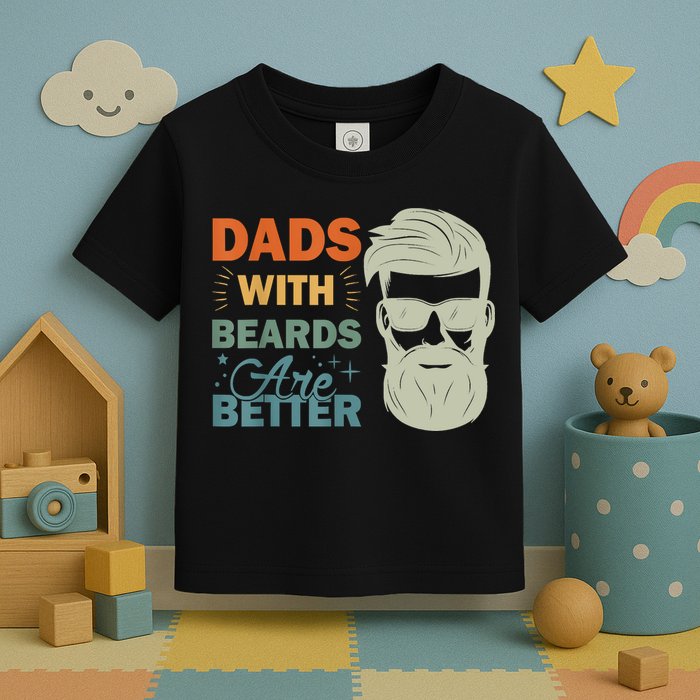 Dads With Beards Are Better Vintage Funny Fathers Day Joke Toddler T-Shirt