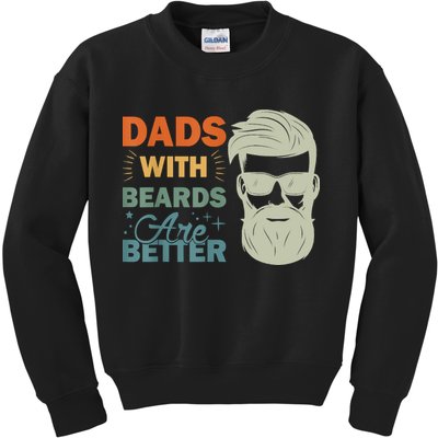 Dads With Beards Are Better Vintage Funny Fathers Day Joke Kids Sweatshirt