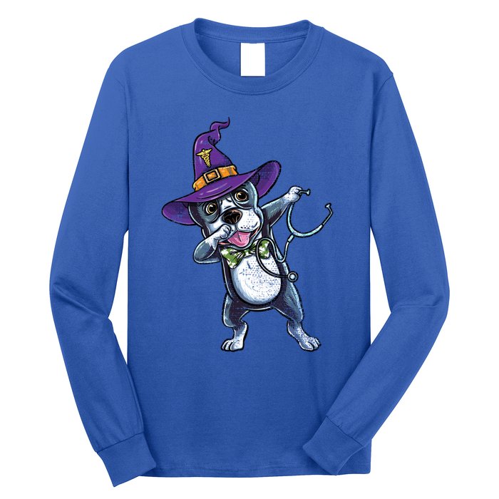 Dabbing Witch Boston Terrier Nurse Vintage Gift Long Sleeve Shirt