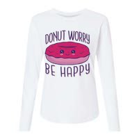 Donut Worry Be Happy Cute Gift Womens Cotton Relaxed Long Sleeve T-Shirt