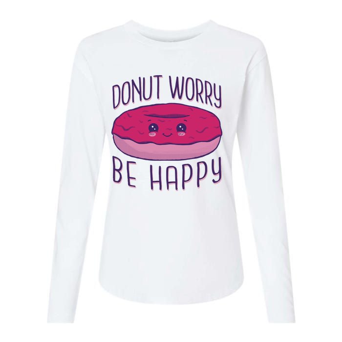 Donut Worry Be Happy Cute Gift Womens Cotton Relaxed Long Sleeve T-Shirt