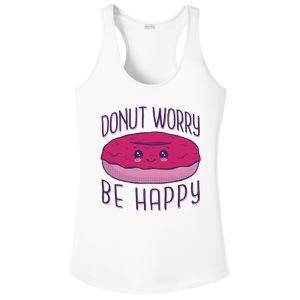 Donut Worry Be Happy Cute Gift Ladies PosiCharge Competitor Racerback Tank