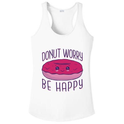 Donut Worry Be Happy Cute Gift Ladies PosiCharge Competitor Racerback Tank