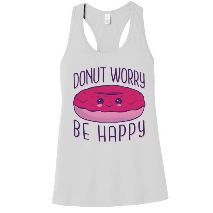 Donut Worry Be Happy Cute Gift Women's Racerback Tank