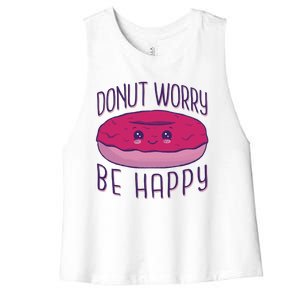 Donut Worry Be Happy Cute Gift Women's Racerback Cropped Tank