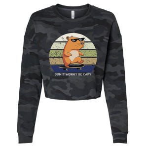 Dont Worry Be Capy Capybara Cropped Pullover Crew