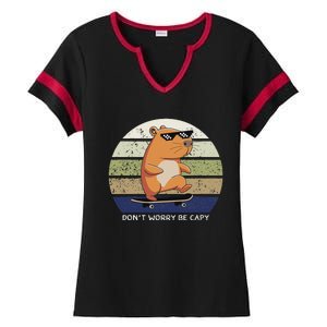 Dont Worry Be Capy Capybara Ladies Halftime Notch Neck Tee