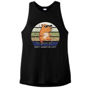 Dont Worry Be Capy Capybara Ladies PosiCharge Tri-Blend Wicking Tank