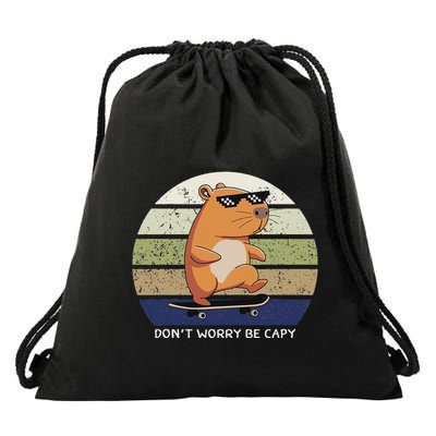 Dont Worry Be Capy Capybara Drawstring Bag