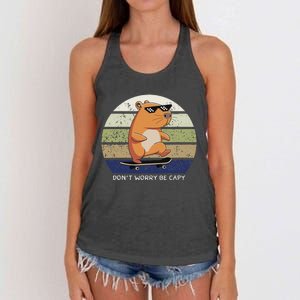 Dont Worry Be Capy Capybara Women's Knotted Racerback Tank