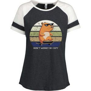 Dont Worry Be Capy Capybara Enza Ladies Jersey Colorblock Tee