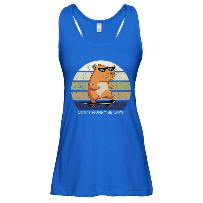 Dont Worry Be Capy Capybara Ladies Essential Flowy Tank