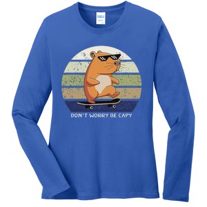 Dont Worry Be Capy Capybara Ladies Long Sleeve Shirt