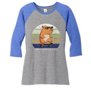 Dont Worry Be Capy Capybara Women's Tri-Blend 3/4-Sleeve Raglan Shirt