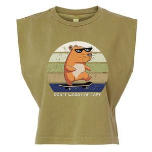 Dont Worry Be Capy Capybara Garment-Dyed Women's Muscle Tee