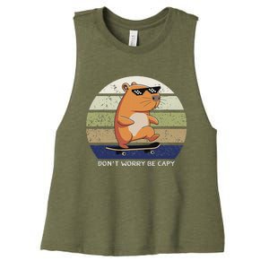 Dont Worry Be Capy Capybara Women's Racerback Cropped Tank