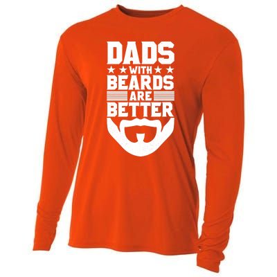 Dads With Beards Are Better Bearded Hipster Full Beard Gift Cooling Performance Long Sleeve Crew