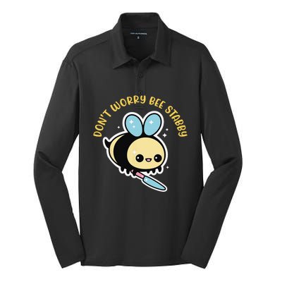 Don't Worry Bee Happy Whisperer Funny Bee Knife Quote Silk Touch Performance Long Sleeve Polo