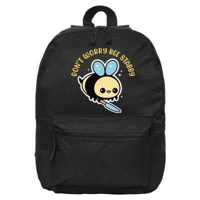 Don't Worry Bee Happy Whisperer Funny Bee Knife Quote 16 in Basic Backpack