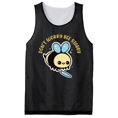 Don't Worry Bee Happy Whisperer Funny Bee Knife Quote Mesh Reversible Basketball Jersey Tank