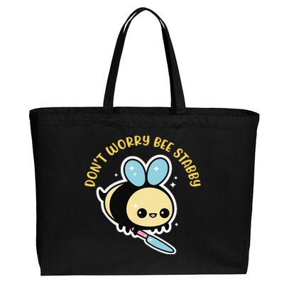 Don't Worry Bee Happy Whisperer Funny Bee Knife Quote Cotton Canvas Jumbo Tote