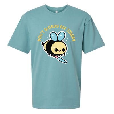 Don't Worry Bee Happy Whisperer Funny Bee Knife Quote Sueded Cloud Jersey T-Shirt