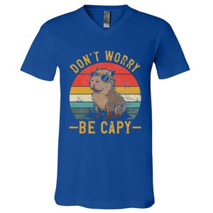 Dont Worry Be Capy Capybara V-Neck T-Shirt