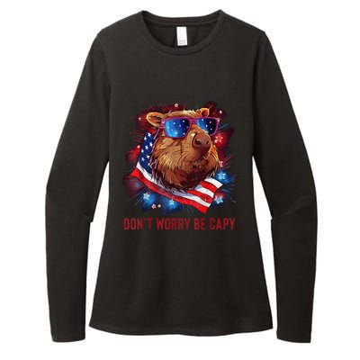 Dont Worry Be Capy Capybara Womens CVC Long Sleeve Shirt