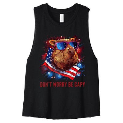 Dont Worry Be Capy Capybara Women's Racerback Cropped Tank