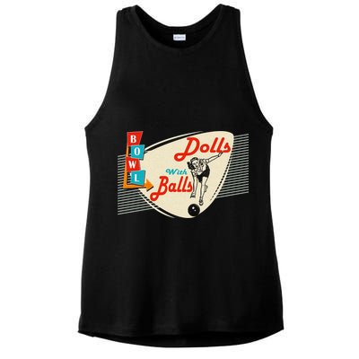 Dolls With Balls Vintage Gift Funny Retro Matching Bowling Team Ladies PosiCharge Tri-Blend Wicking Tank