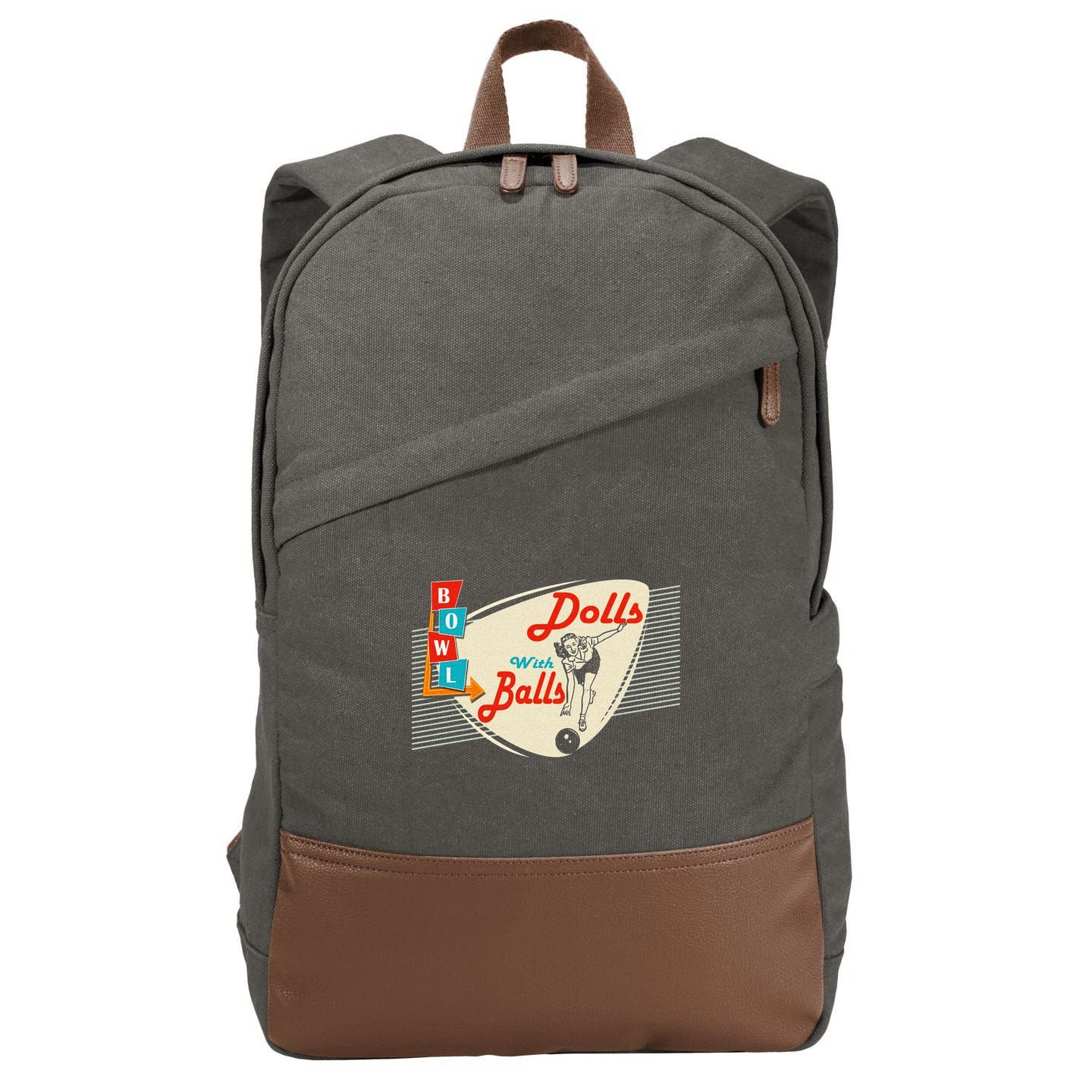 Dolls With Balls Vintage Gift Funny Retro Matching Bowling Team Cotton Canvas Backpack