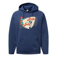 Dolls With Balls Vintage Gift Funny Retro Matching Bowling Team Performance Fleece Hoodie