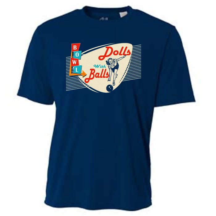 Dolls With Balls Vintage Gift Funny Retro Matching Bowling Team Cooling Performance Crew T-Shirt